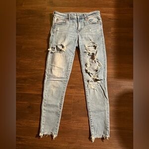American Eagle Outfitters Light Blue Distressed Skinny Jeans
